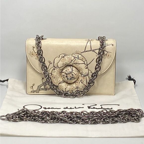 Oscar de la Renta Tro Printed Saffiano Leather Crossbody Bag - Picture 2 of 16